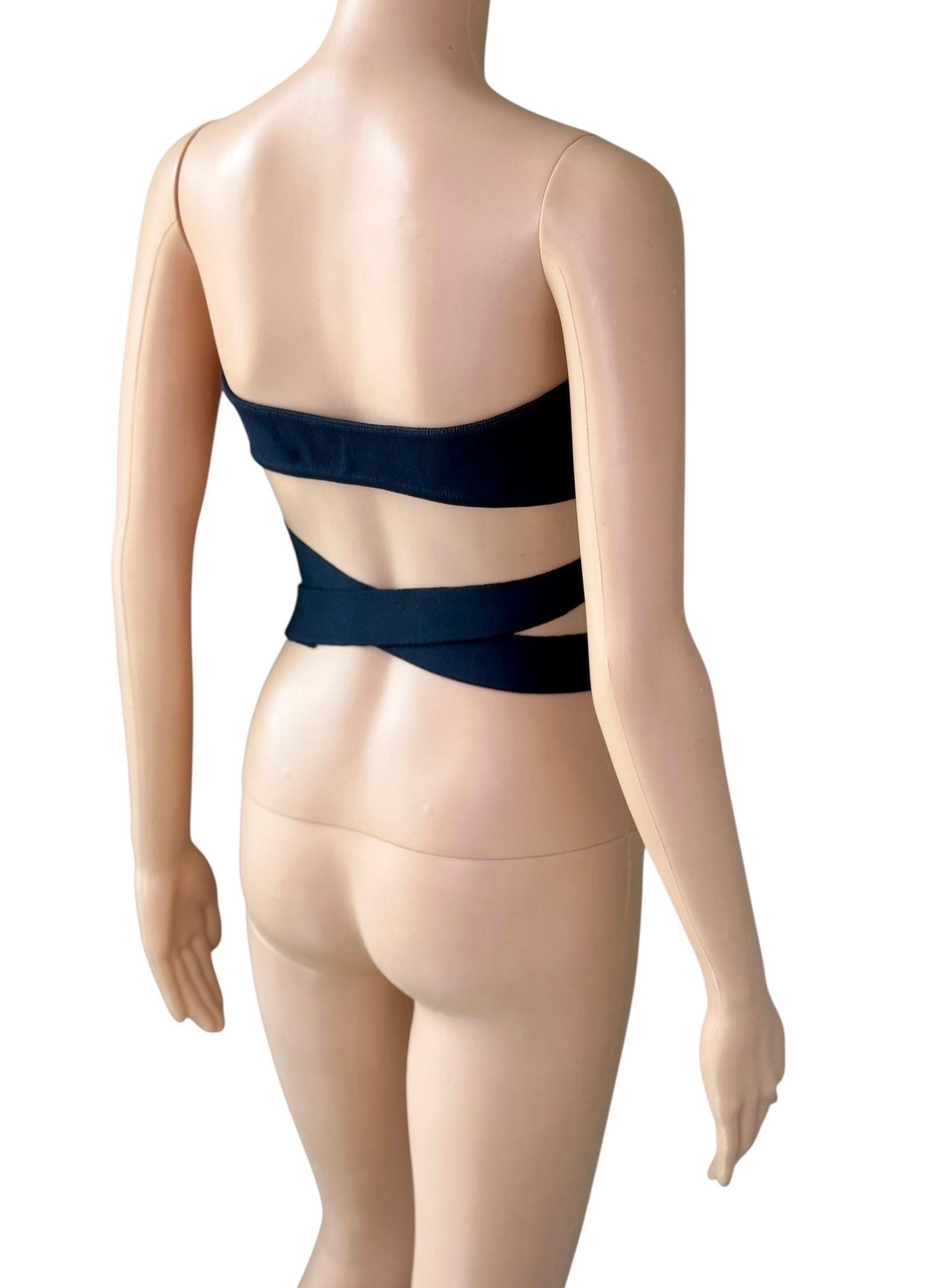 Azzedine Alaia Campaña de Pasarela S/S 1987 Sujetador Vintage Wrap Bralette Crop Top 7