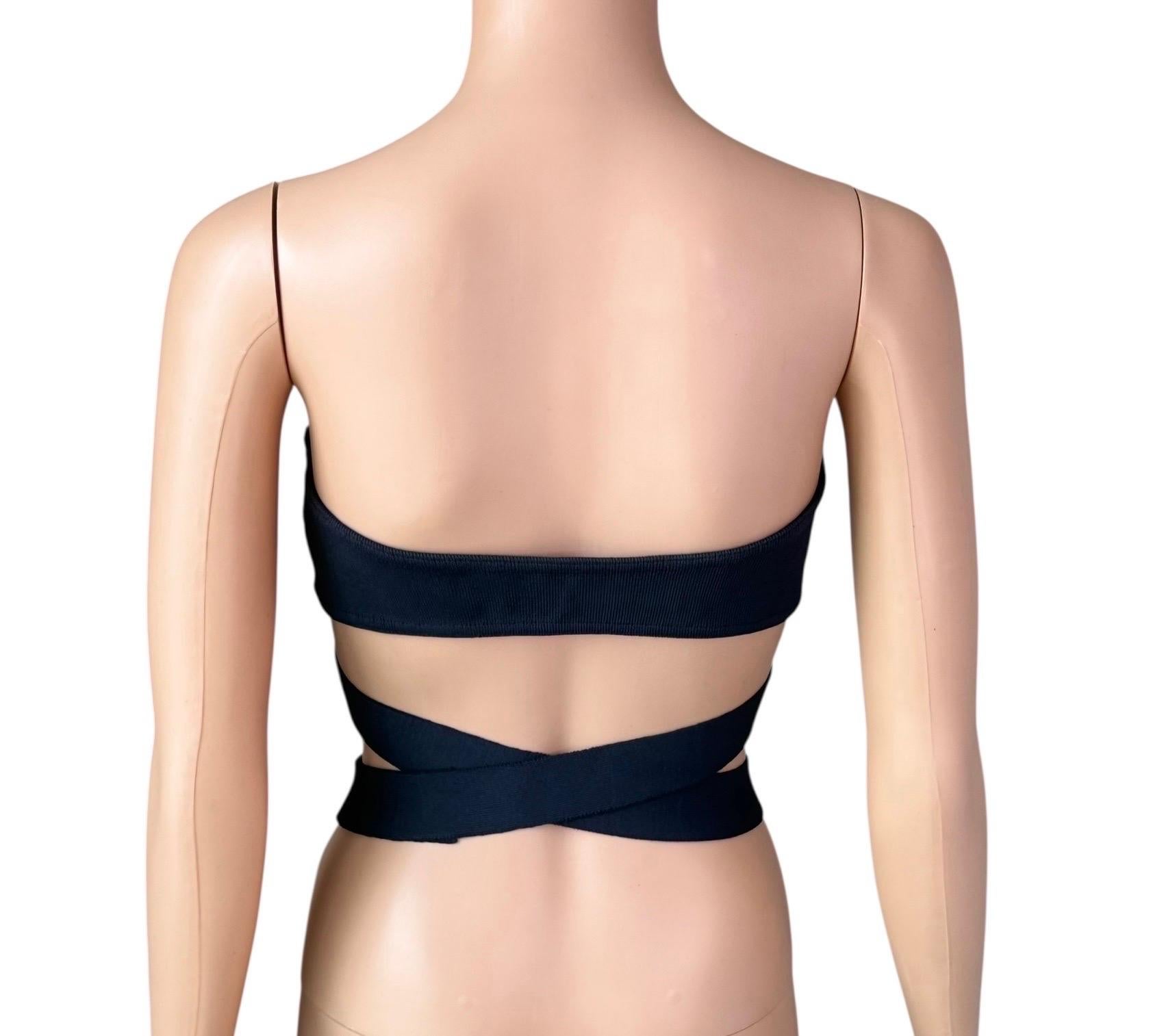 Azzedine Alaia Campaña de Pasarela S/S 1987 Sujetador Vintage Wrap Bralette Crop Top Gris