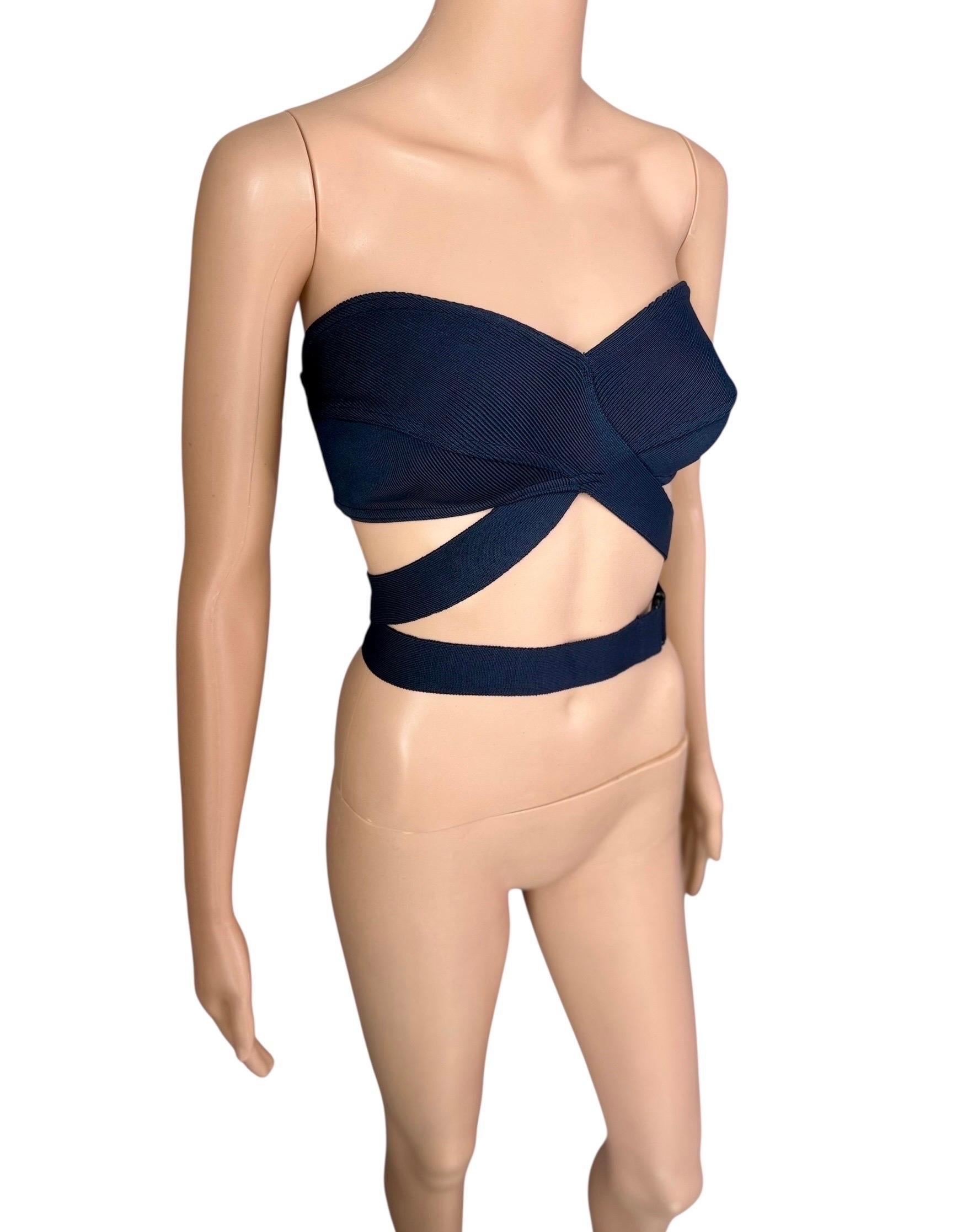 De las mujeres Azzedine Alaia Campaña de Pasarela S/S 1987 Sujetador Vintage Wrap Bralette Crop Top