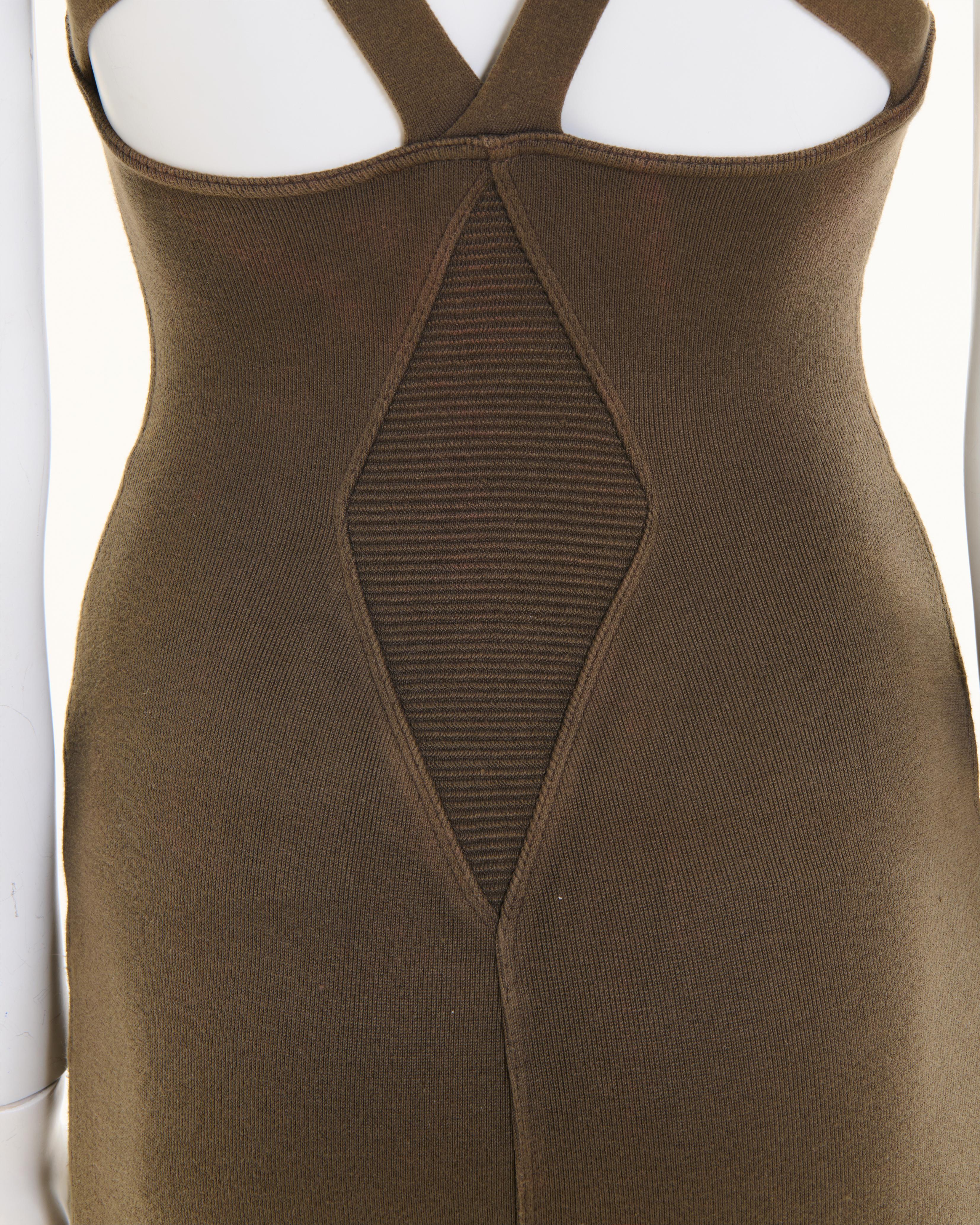 Azzedine Alaïa S/S 1990 Mini Cotton Stretch Brown Dress For Sale 2
