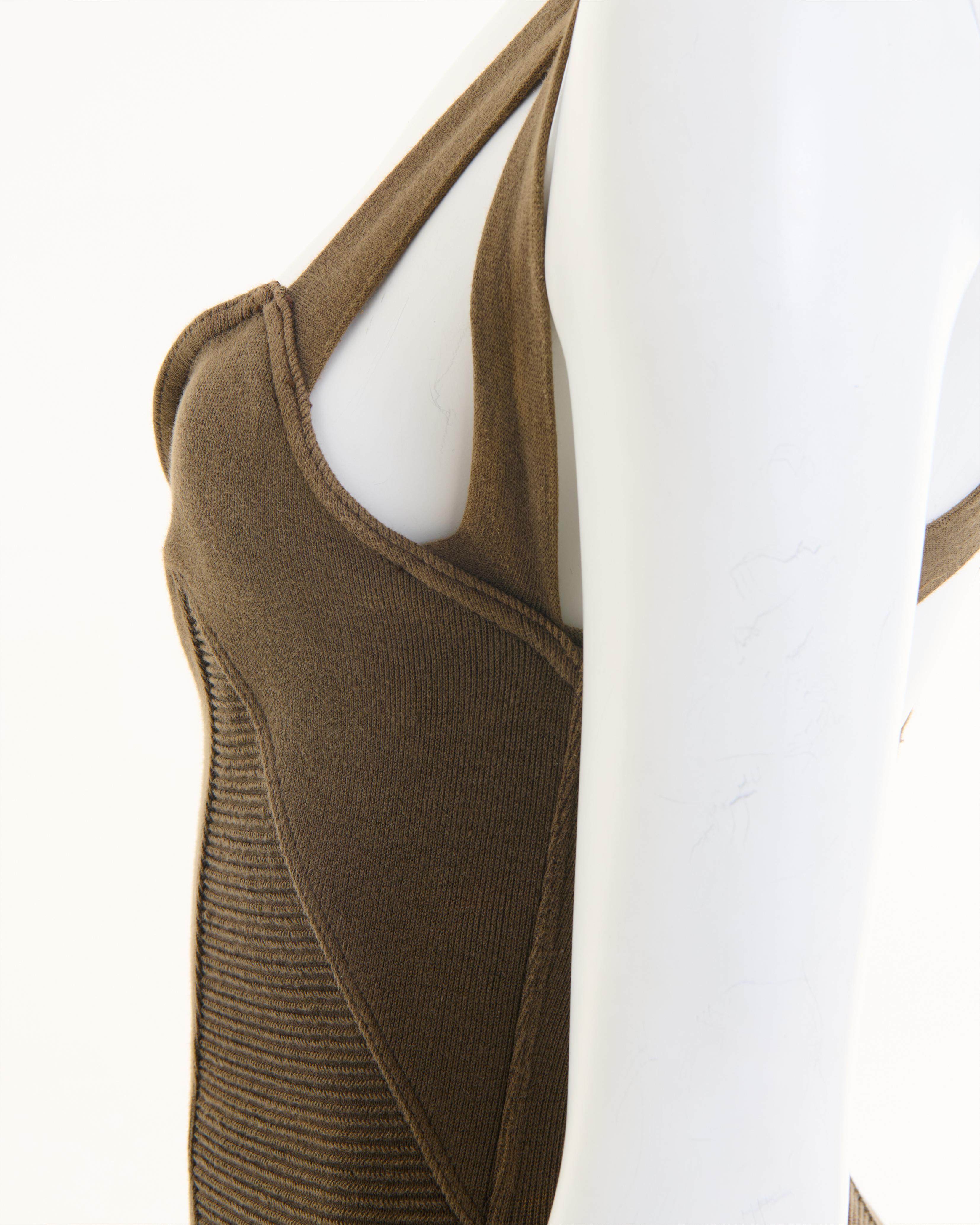 Azzedine Alaïa S/S 1990 Mini Cotton Stretch Brown Dress For Sale 3