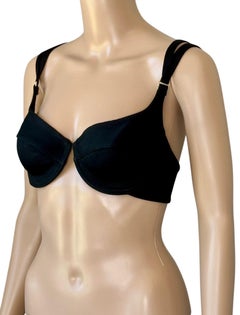 Azzedine Alaia S/S 1990 Runway Vintage Black Bra Bralette Bustier Crop Top