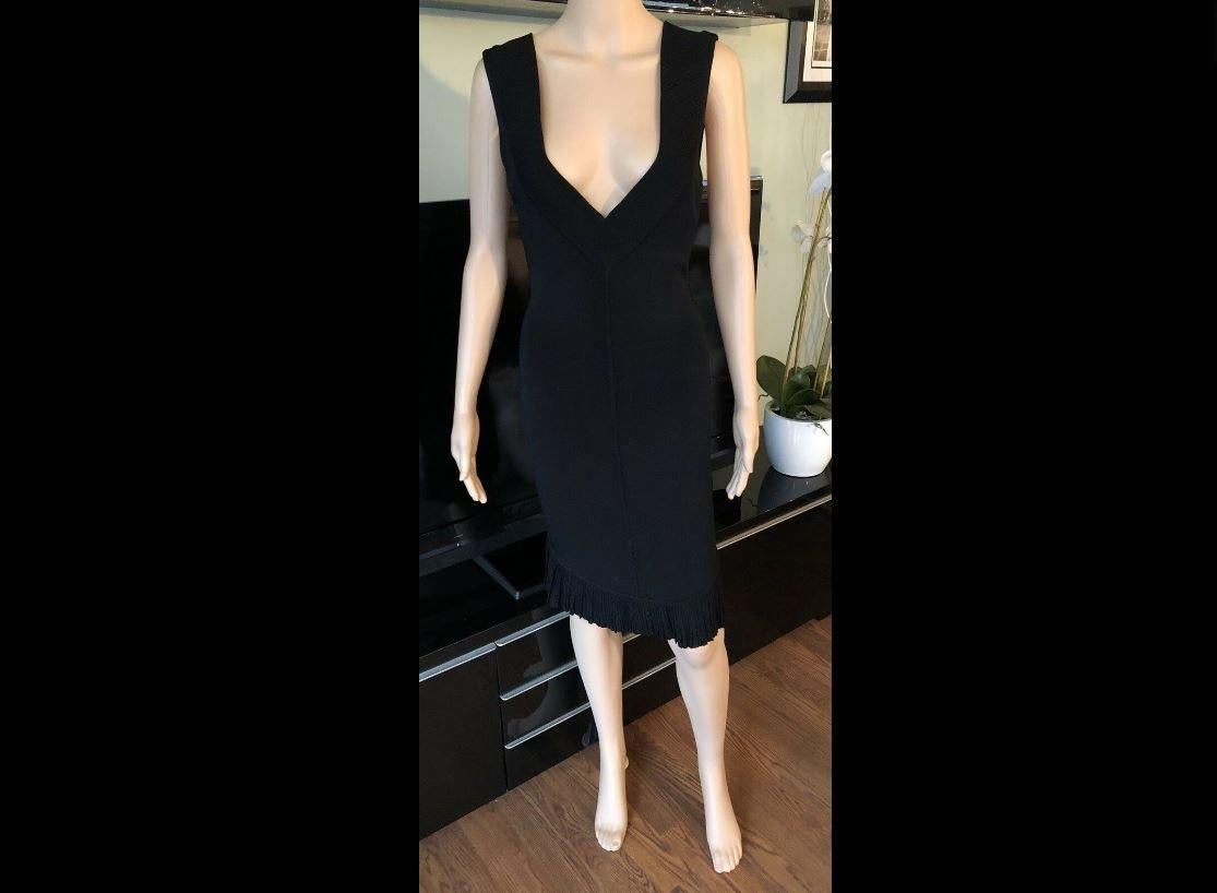 Azzedine Alaia S/S 1990 Runway Vintage Fitted Open Back Black Dress  In Good Condition In Naples, FL