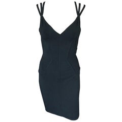 Azzedine Alaia S/S 1990 Vintage Black Bustier Fitted Dress 