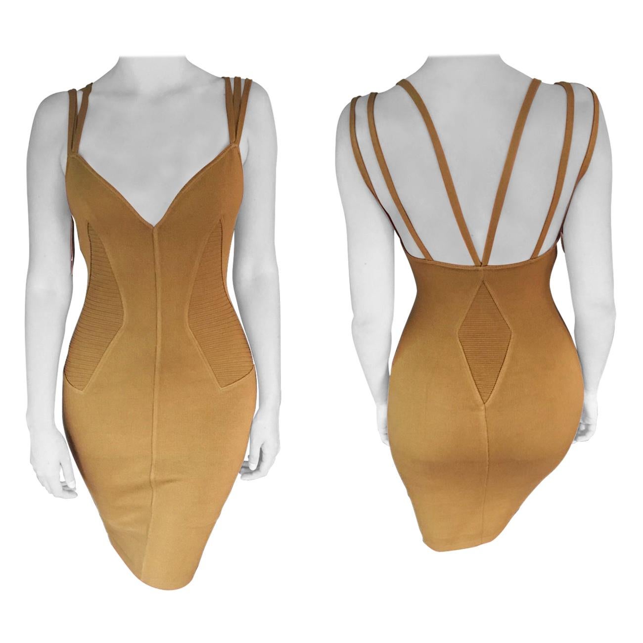 Azzedine Alaia S/S 1990 Vintage Fitted Bodycon Dress For Sale