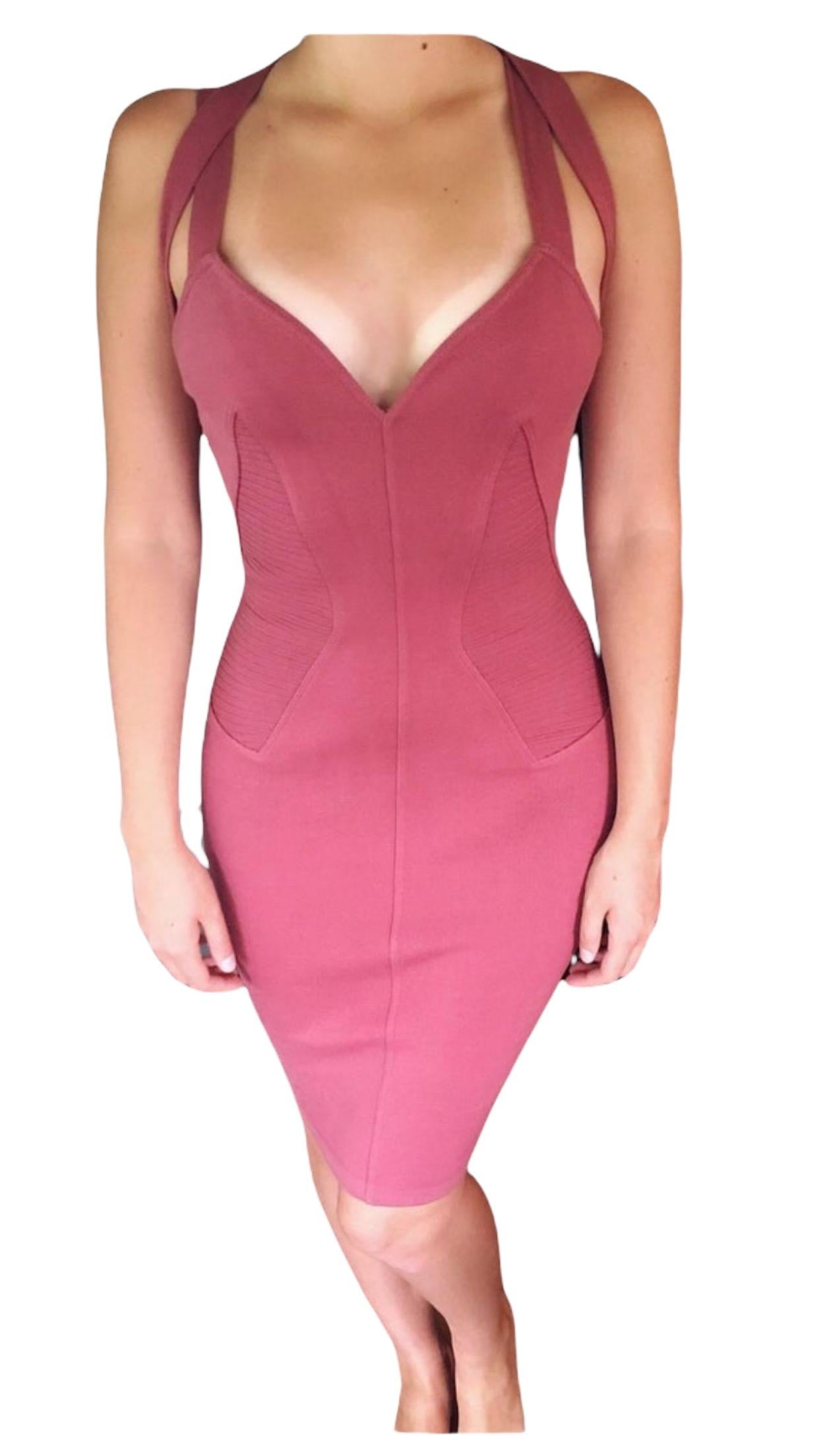Pink Azzedine Alaia S/S 1990 Vintage Fitted Dress For Sale