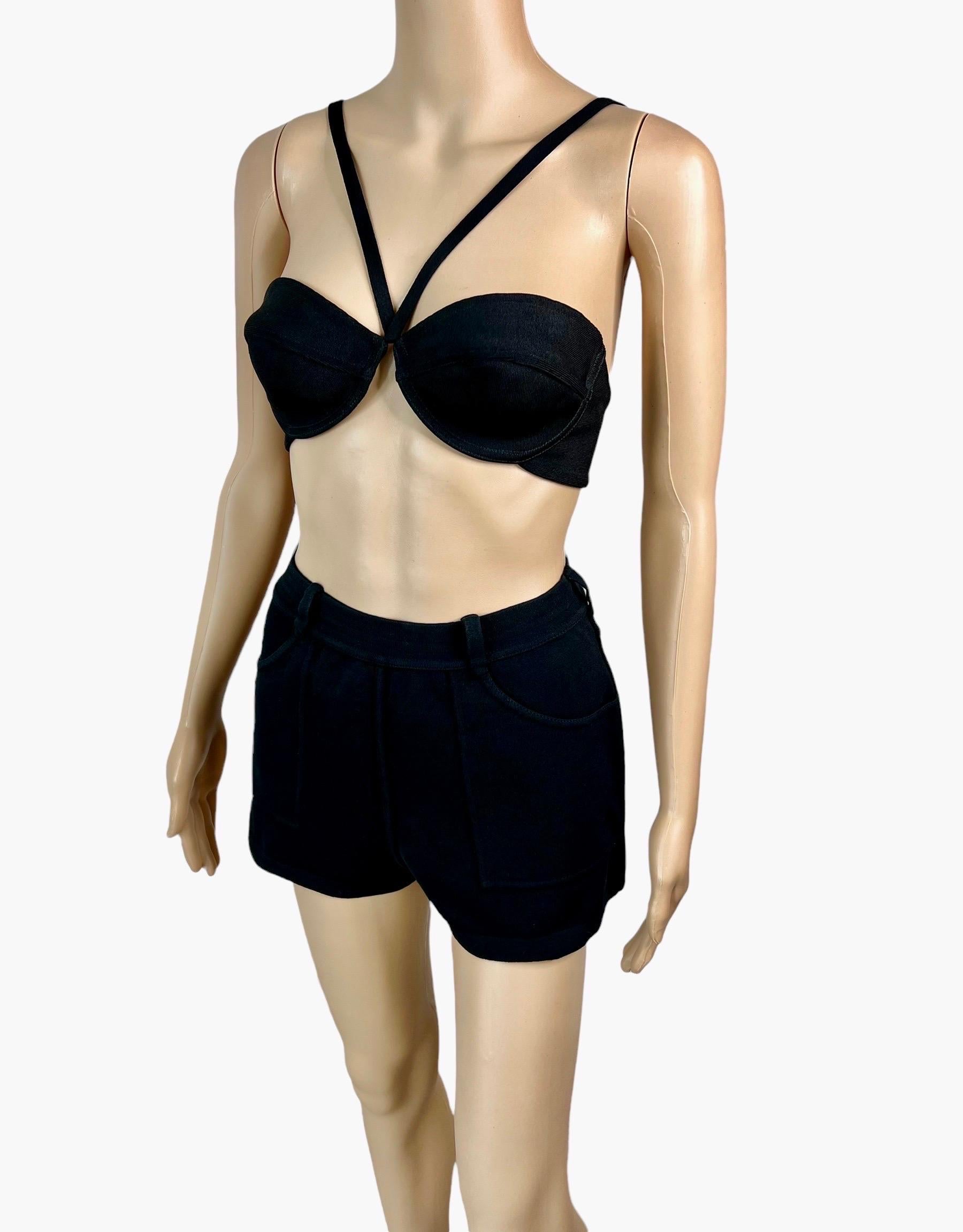 Azzedine Alaia S/S 1990 Vintage Black Shorts and Bra Bralette Crop Top Ensemble 2 Piece Set XS/S

Please note the shorts are size S and the bra is size XS.
