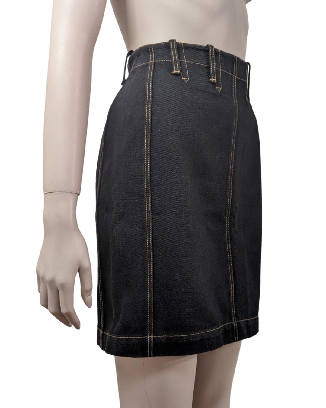 Azzedine Alaïa S/S 1991 High Waist Lace-up Denim Skirt In Excellent Condition For Sale In GOUVIEUX, FR