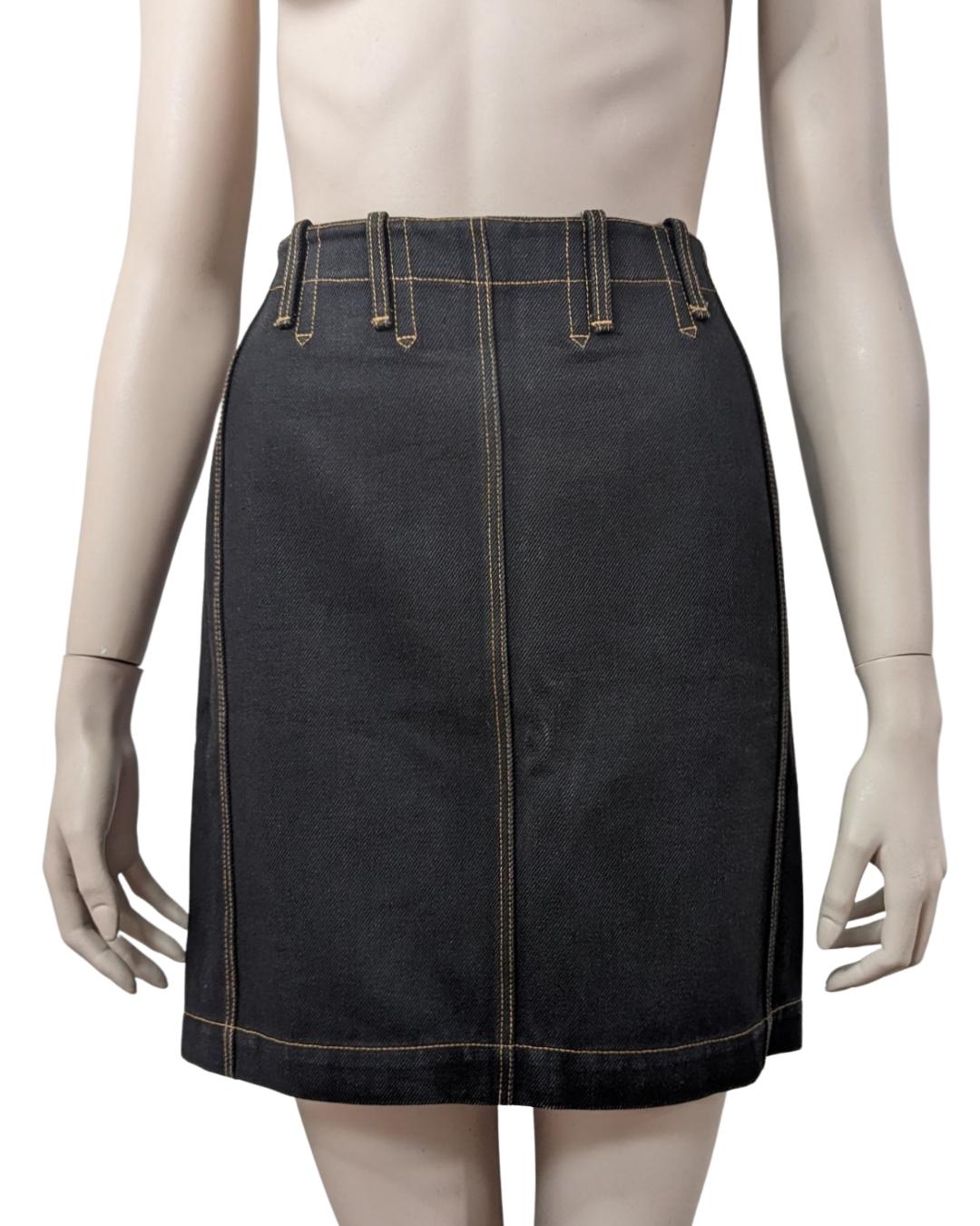 Azzedine Alaïa S/S 1991 High Waist Lace-up Denim Skirt For Sale 2