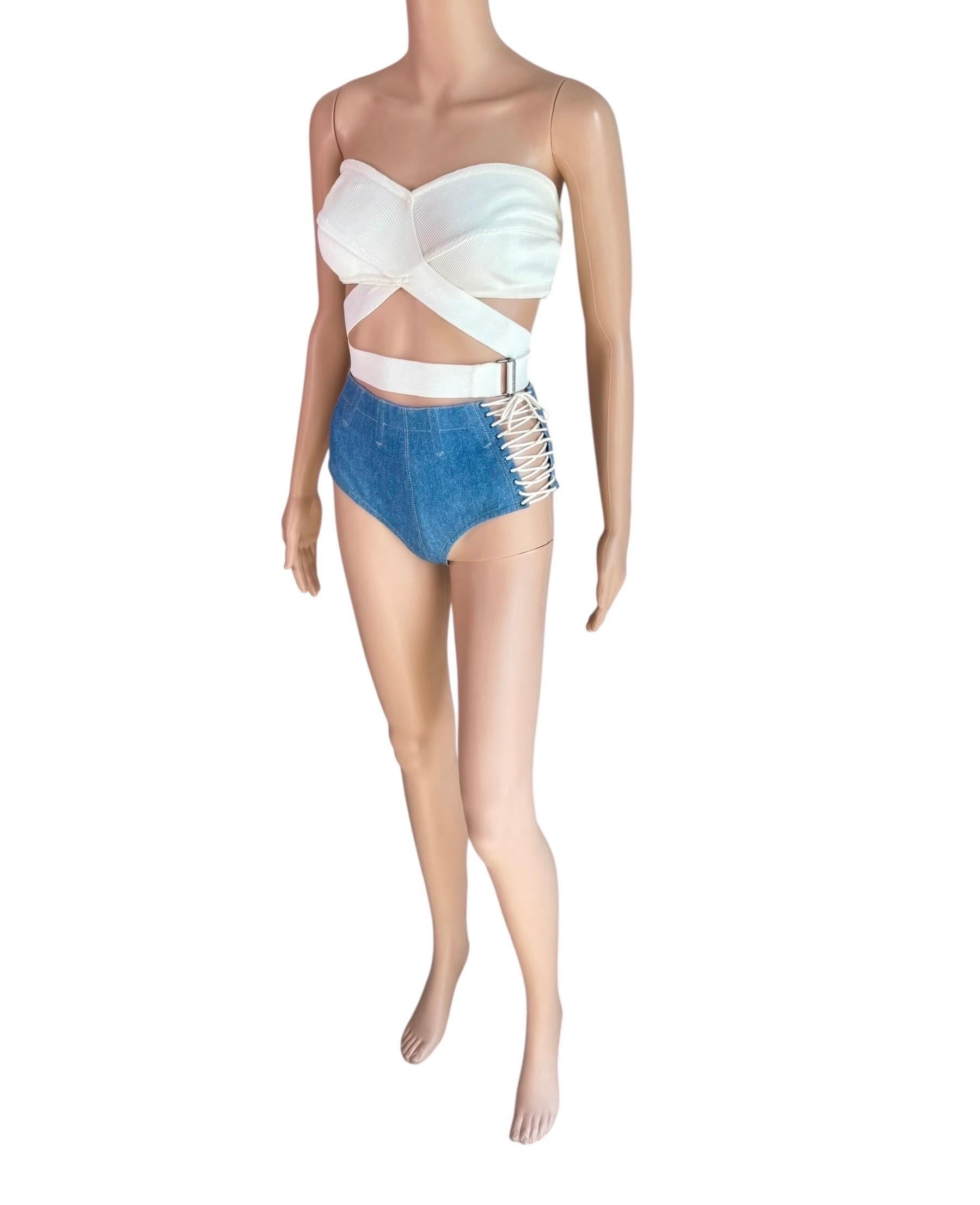 Azzedine Alaia S/S 1991 Pasarela Vaqueros Encaje Pantalones Cortos Calientes en venta 10