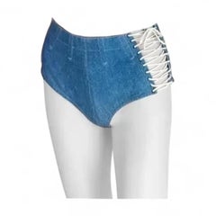 Azzedine Alaia S/S 1991 Runway Denim Lace-Up Hot Pants Shorts