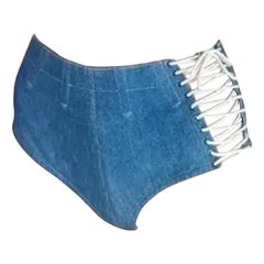 Azzedine Alaia S/S 1991 Laufsteg Denim Lace-Up Hot Pants Shorts