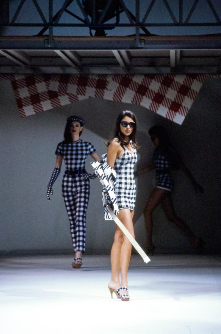 Azzedine Alaia S/S 1991 Tati Runway Houndstooth Gingham Print Mini