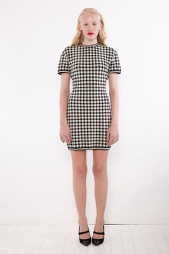 Azzedine Alaia S/S 1991 Tati Runway Houndstooth Gingham Print Mini Dress