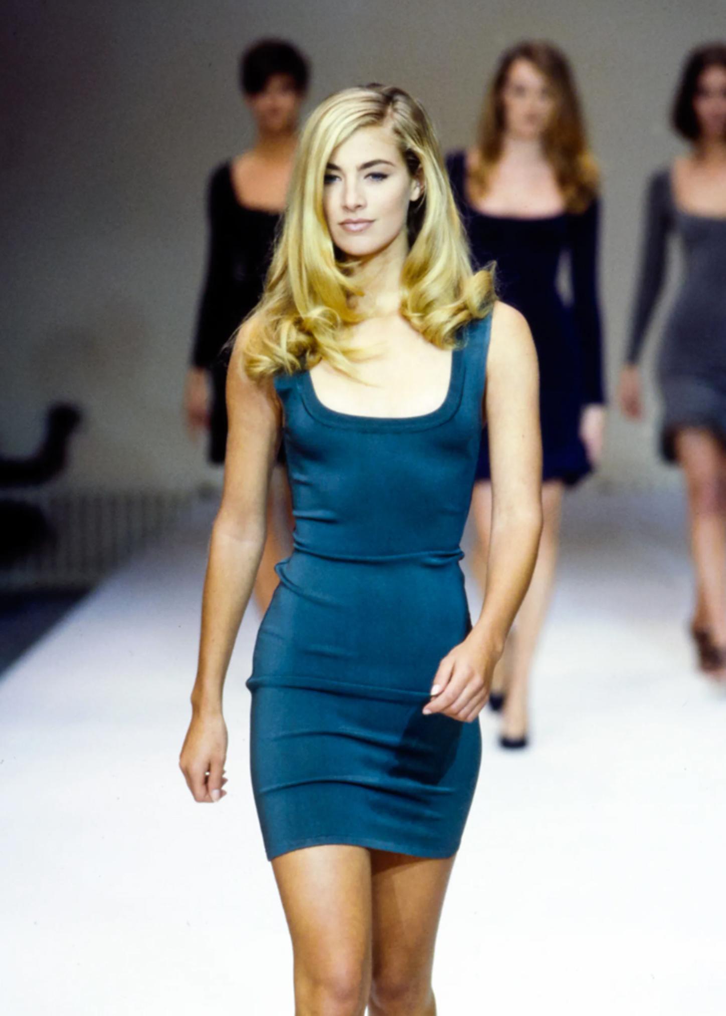 AZZEDINE ALAÏA S/S 1991 La Supermodelo Bodycon Vestido de Pasarela L en venta 1