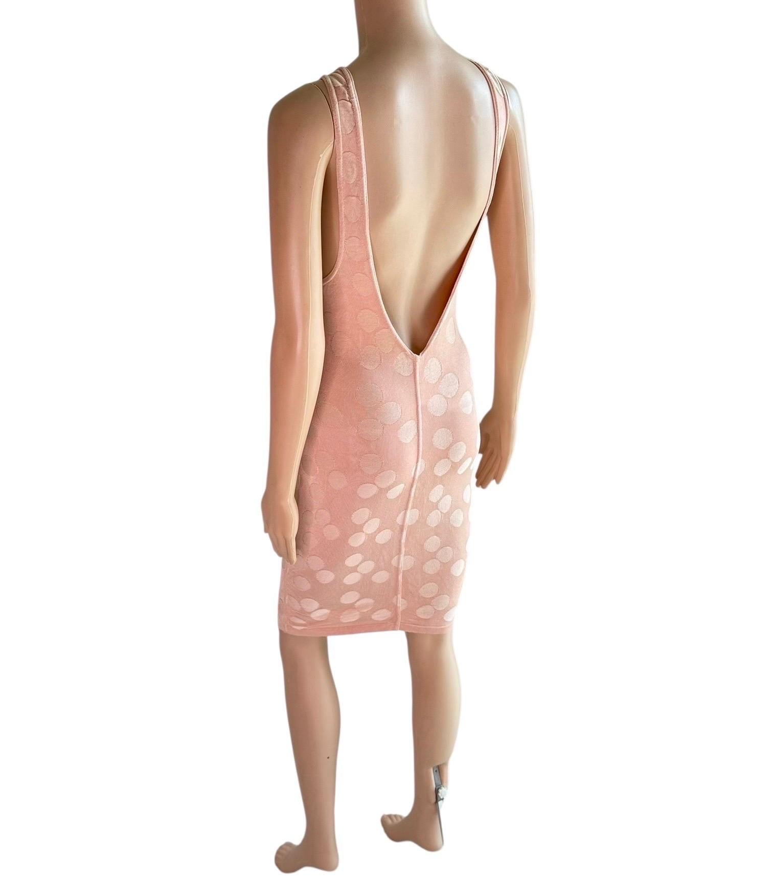 Azzedine Alaia S/S 1991 Bodycon Vintage Mini Vestido de Lunares sin Espalda en venta 5