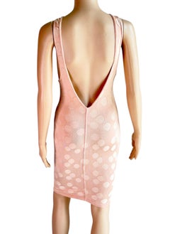 Azzedine Alaia S/S 1991 Vintage Bodycon Backless Polka Dot Mini Dress