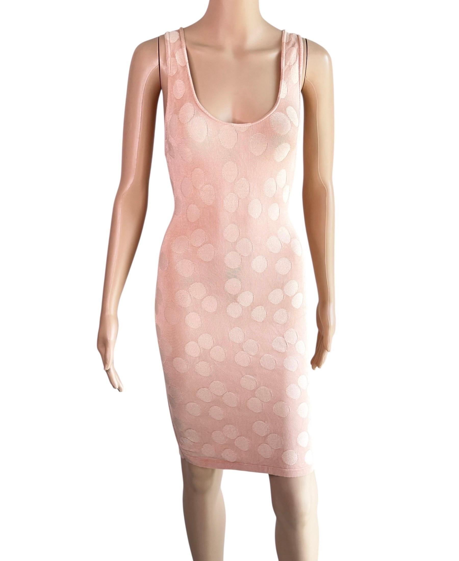 Azzedine Alaia S/S 1991 Bodycon Vintage Mini Vestido de Lunares sin Espalda Naranja en venta