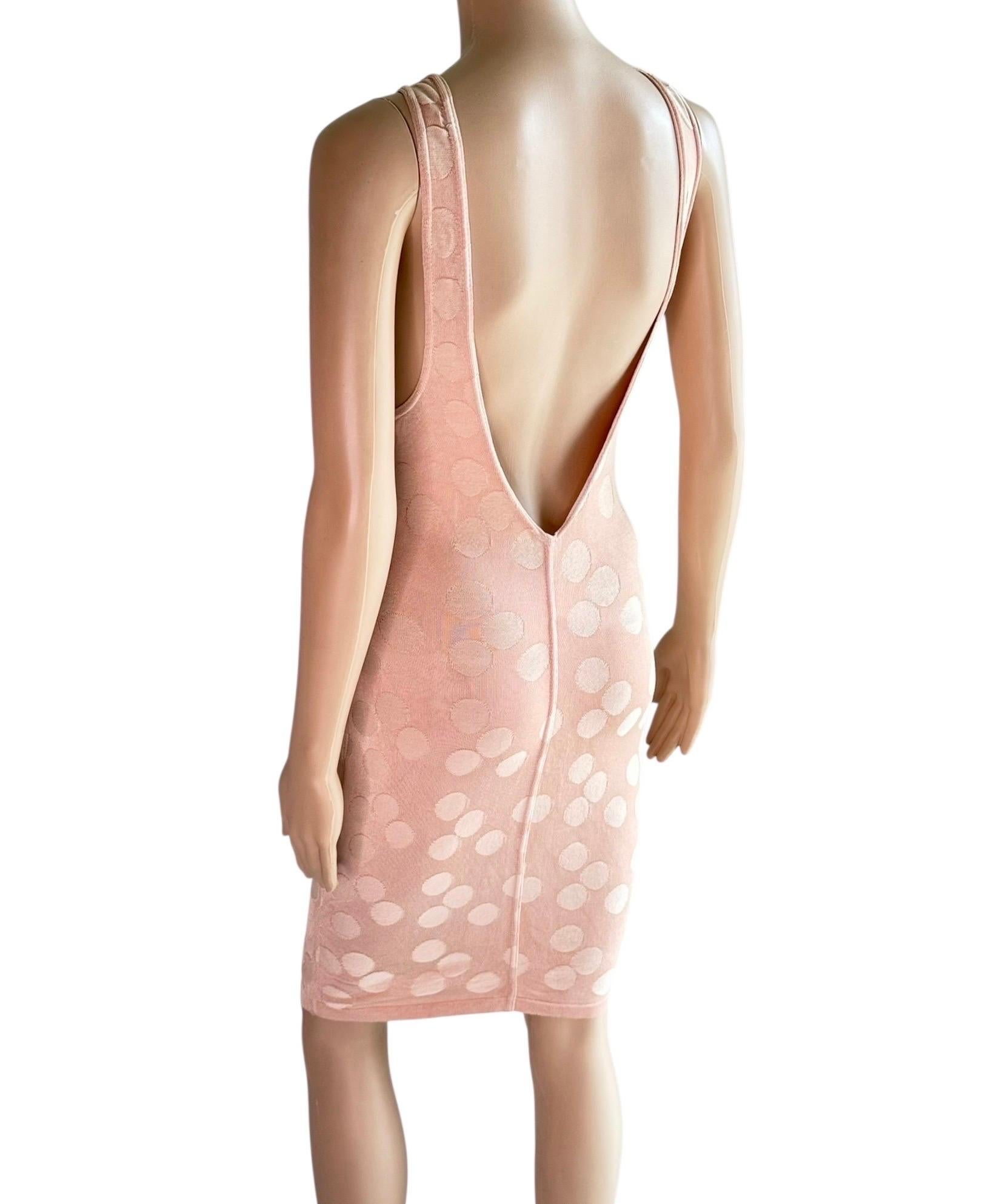 Azzedine Alaia S/S 1991 Bodycon Vintage Mini Vestido de Lunares sin Espalda en Bueno estado para la venta en Naples, FL