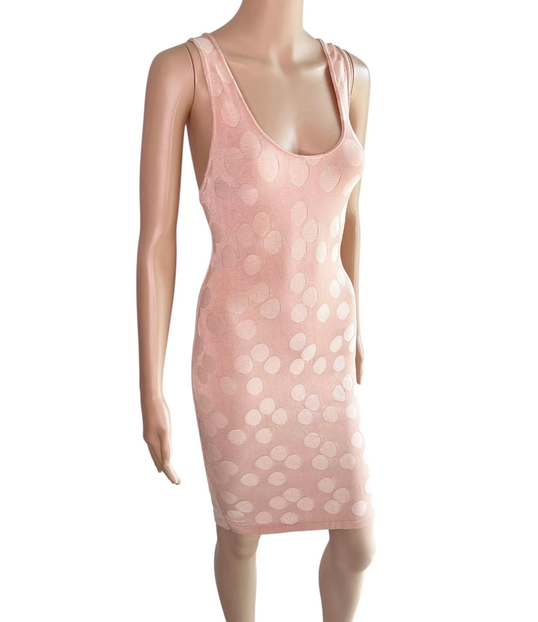 De las mujeres Azzedine Alaia S/S 1991 Bodycon Vintage Mini Vestido de Lunares sin Espalda en venta