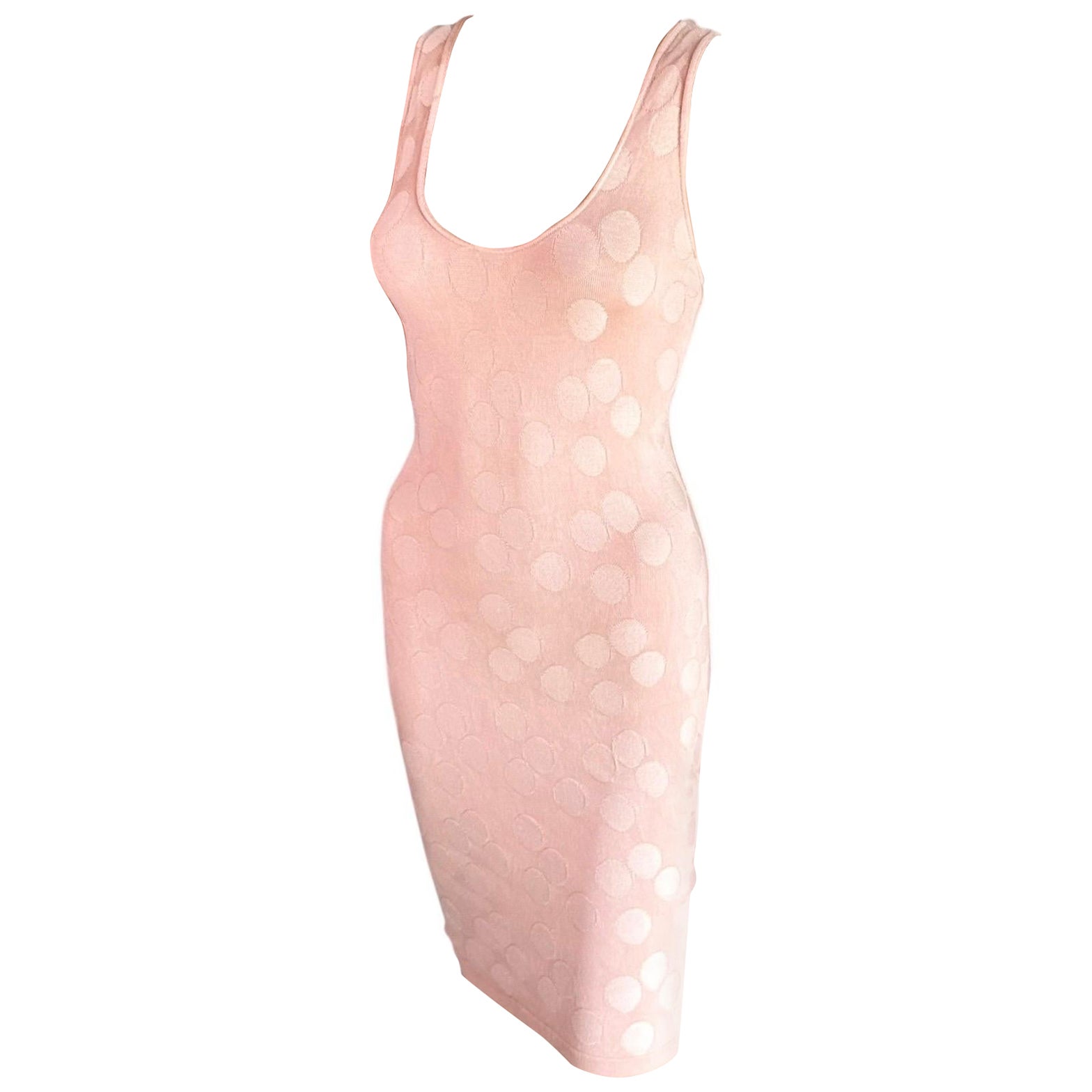 Azzedine Alaia S/S 1991 Bodycon Vintage Mini Vestido de Lunares sin Espalda en venta
