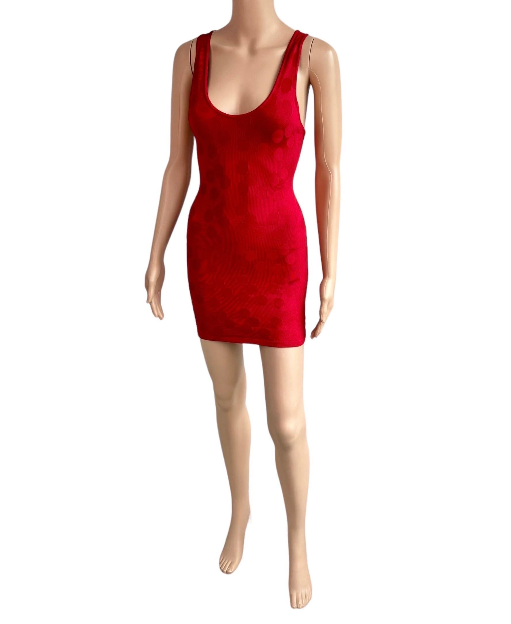 Azzedine Alaia S/S 1991 Vintage Bodycon Open Back Polka Dot Red Mini Dress 7