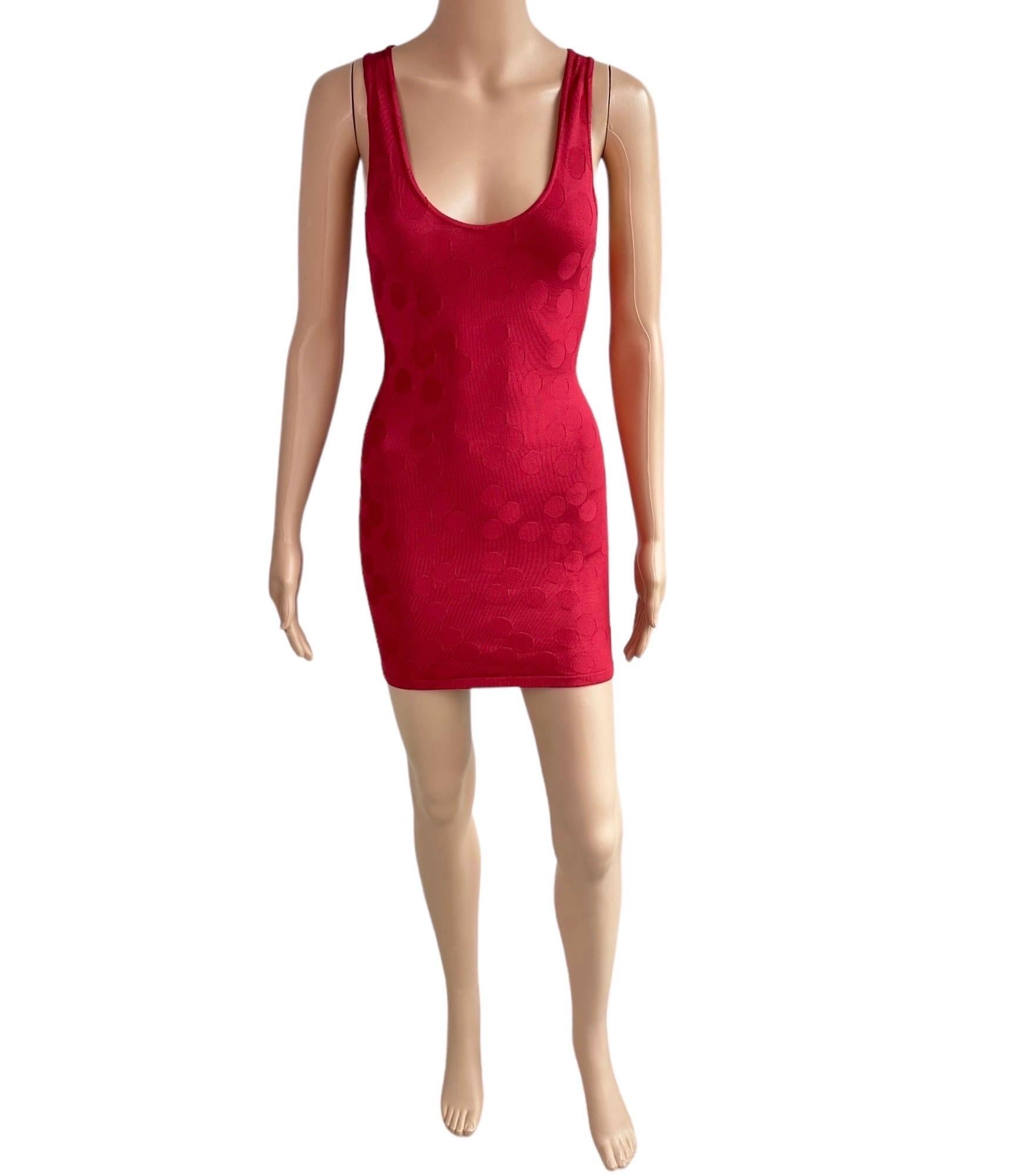 Azzedine Alaia S/S 1991 Vintage Bodycon Open Back Polka Dot Red Mini Dress 9