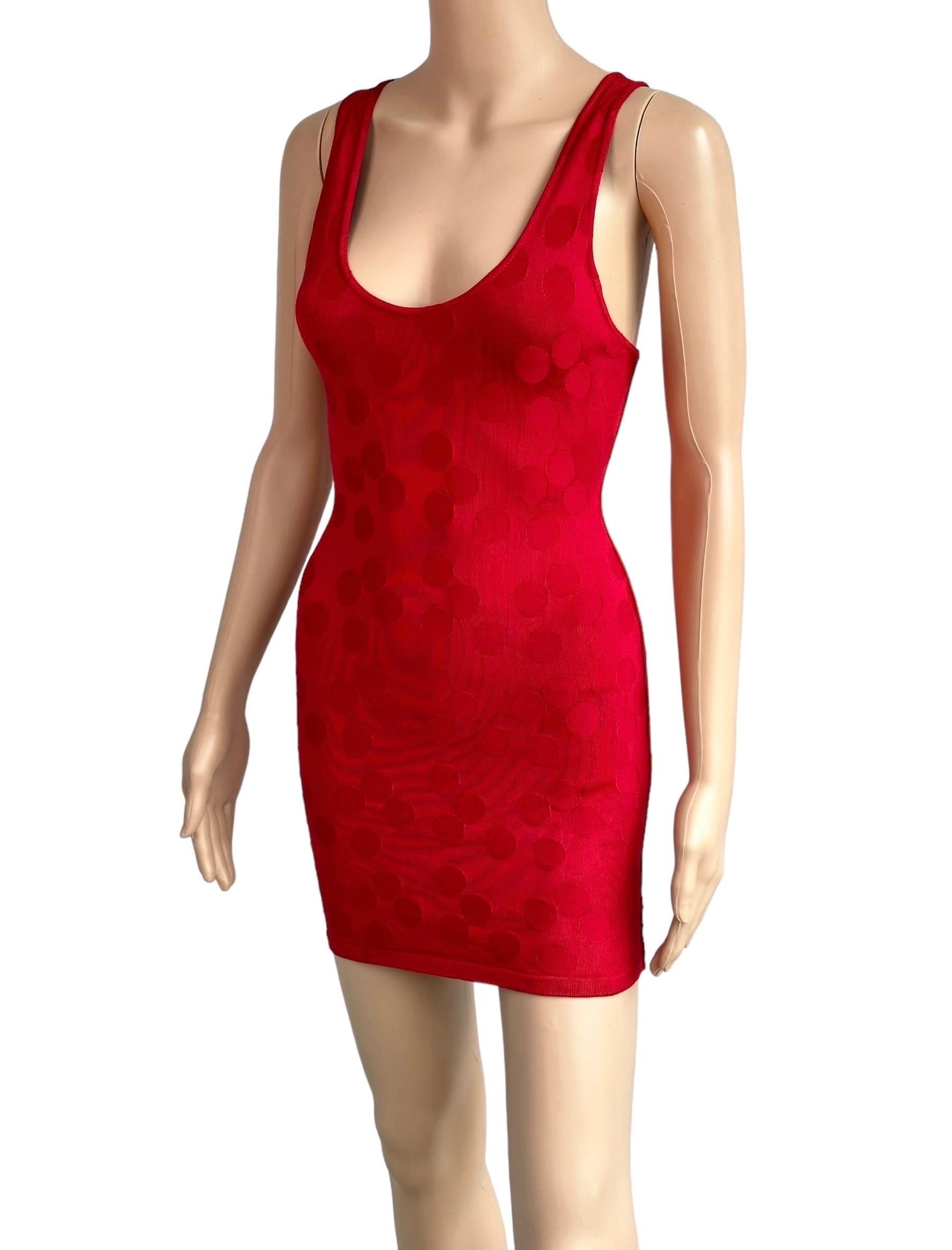 Azzedine Alaia S/S 1991 Vintage Bodycon Open Back Polka Dot Red Mini Dress 11