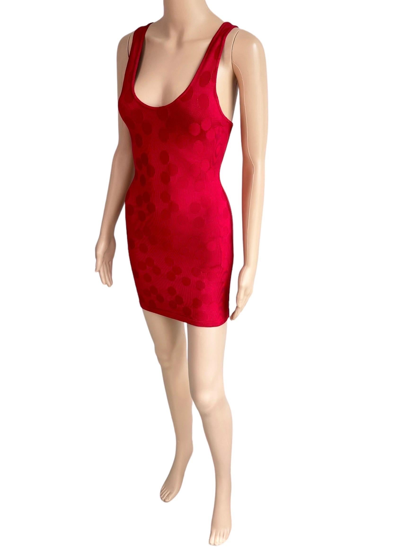 Azzedine Alaia S/S 1991 Vintage Bodycon Open Back Polka Dot Red Mini Dress 13