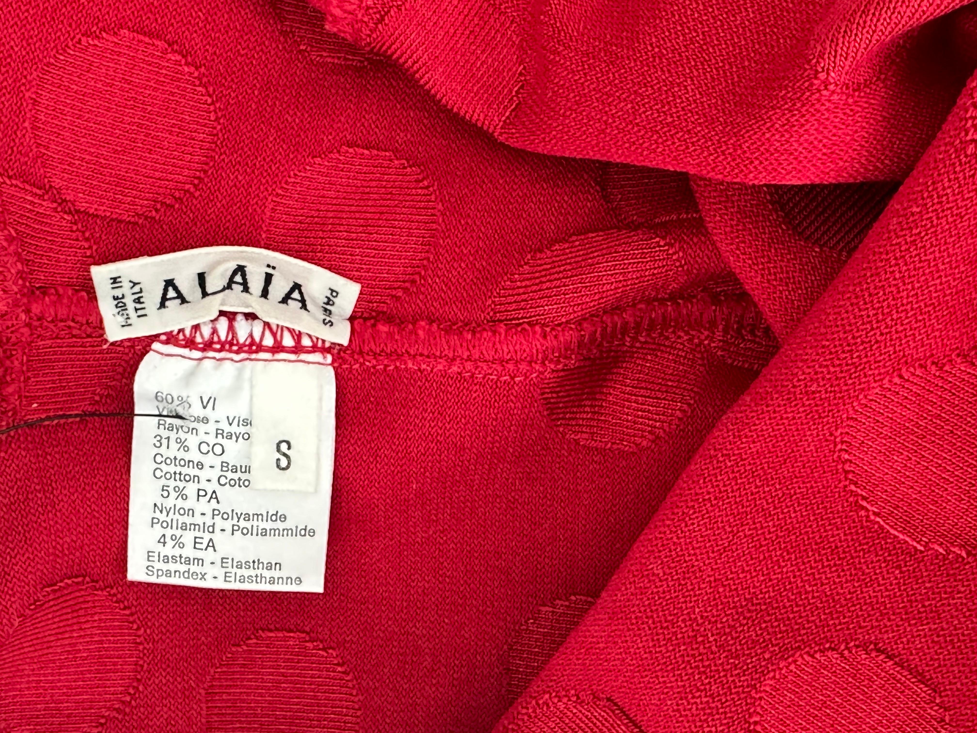 Azzedine Alaia S/S 1991 Vintage Bodycon Open Back Polka Dot Red Mini Dress 14