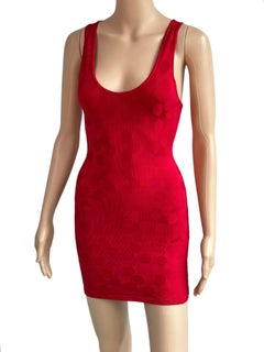 Azzedine Alaia S/S 1991 Vintage Bodycon Open Back Polka Dot Red Mini Dress