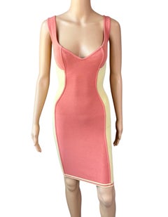 Azzedine Alaia F/S 1991 Vintage Bustier Color Block Bodycon-Minikleid