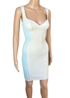 Azzedine Alaia S/S 1991 Vintage Bustier Color Block Bodycon Mini Dress