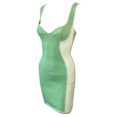 Azzedine Alaia S/S 1991 Vintage Bustier Color Block Bodycon Mini Dress 