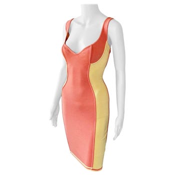 Azzedine Alaïa Bustier Color Block Bodycon Mini Dress, Spring/Summer 1991