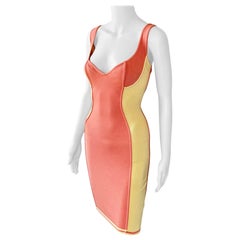Azzedine Alaia S/S 1991 Vintage Bustier Color Block Bodycon Mini Dress