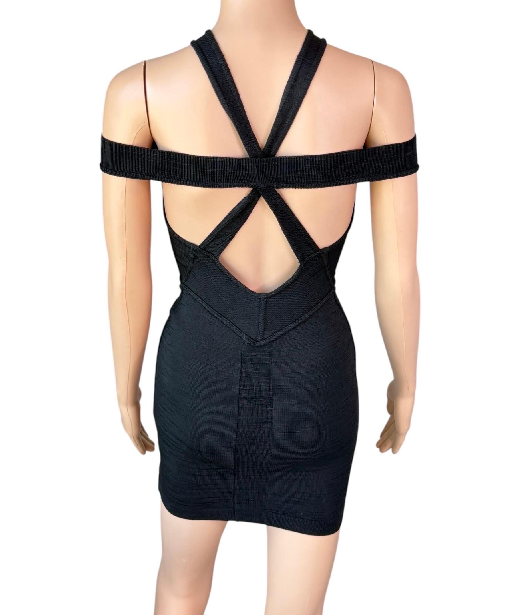 Azzedine Alaia S/S 1991 Vintage Bustier Cutout Bodycon Black Micro Mini Dress en vente 5