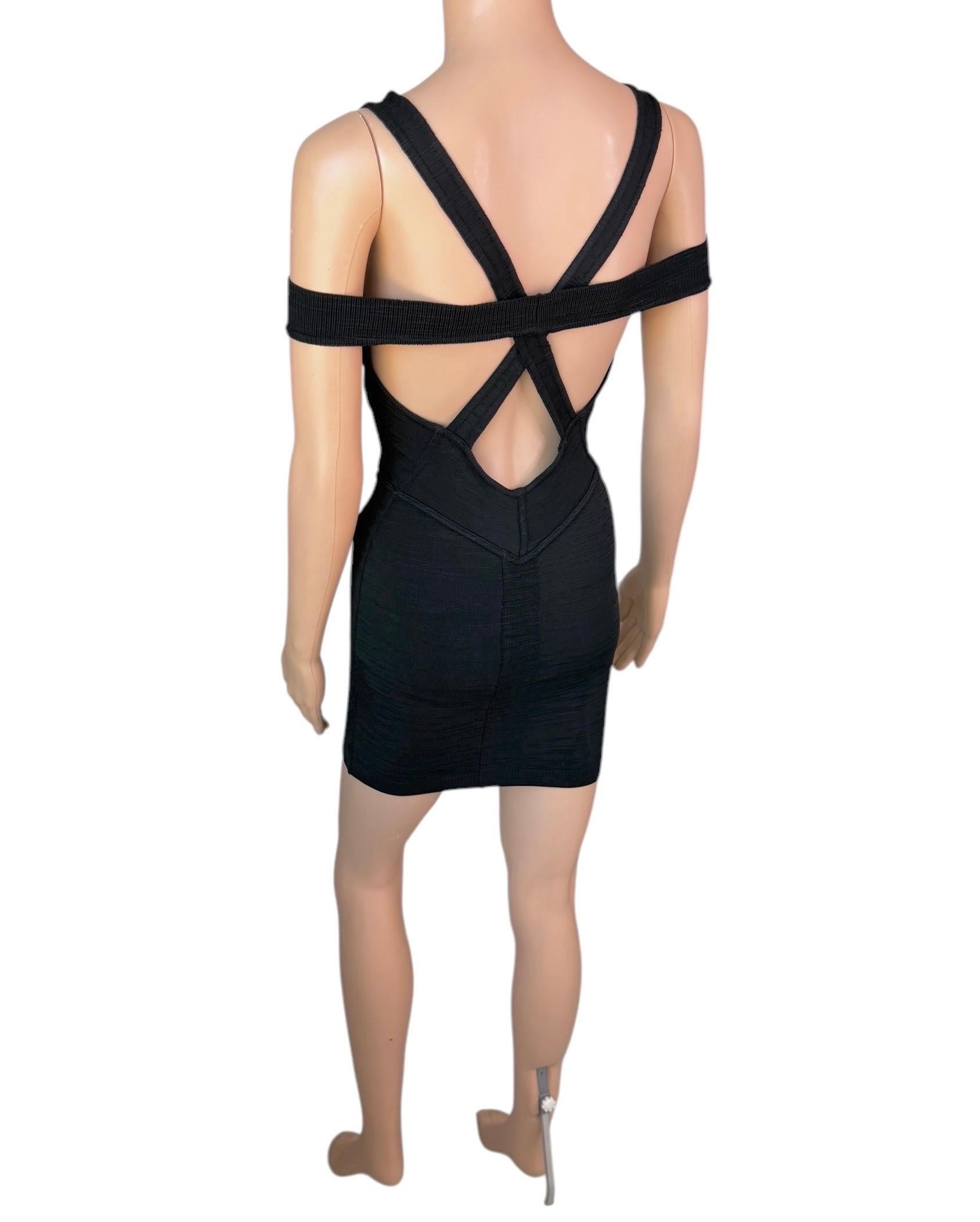Azzedine Alaia S/S 1991 Vintage Bustier Cutout Bodycon Black Micro Mini Dress en vente 10