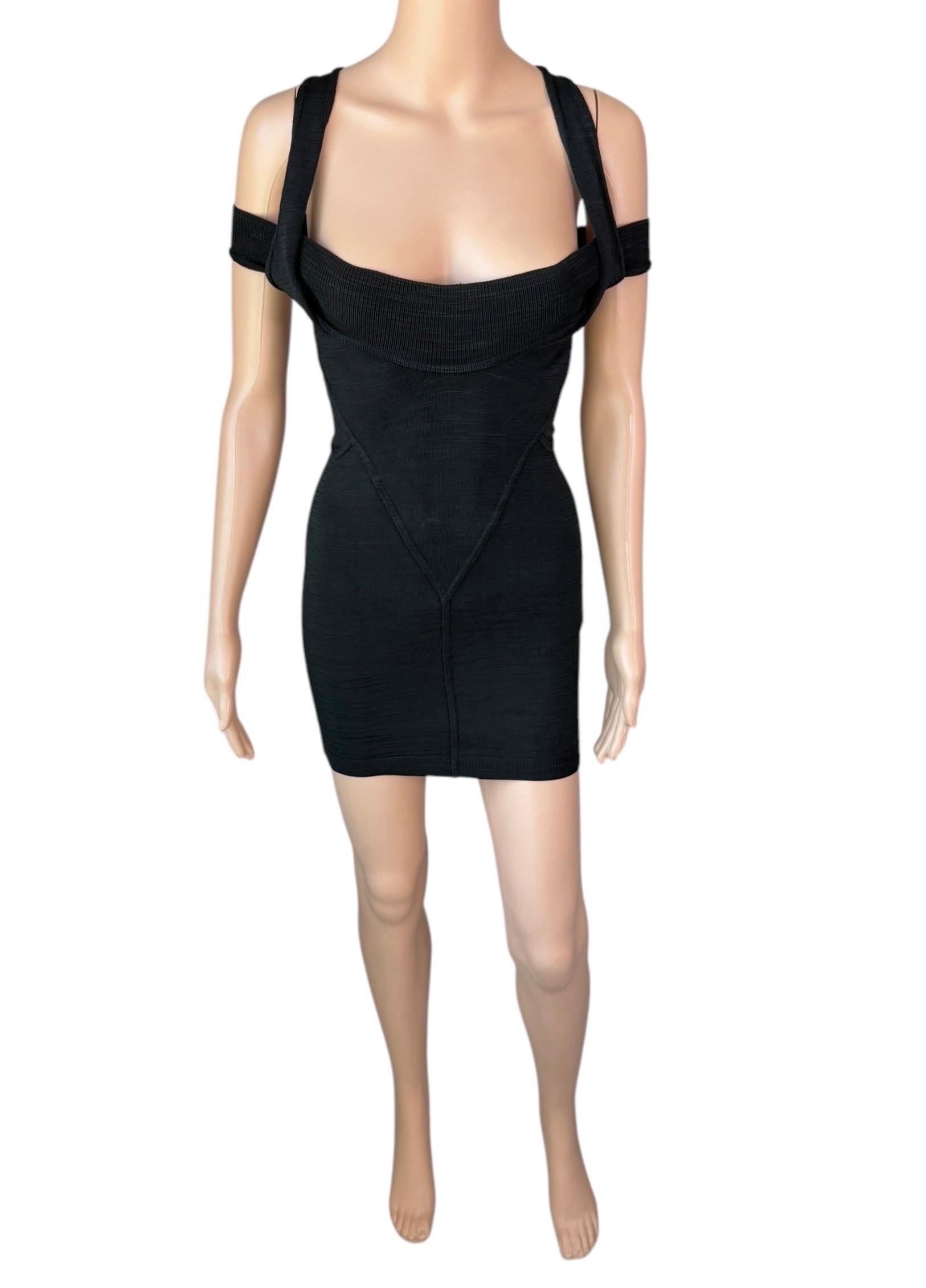 Azzedine Alaia S/S 1991 Vintage Bustier Cutout Bodycon Black Micro Mini Dress en vente 11