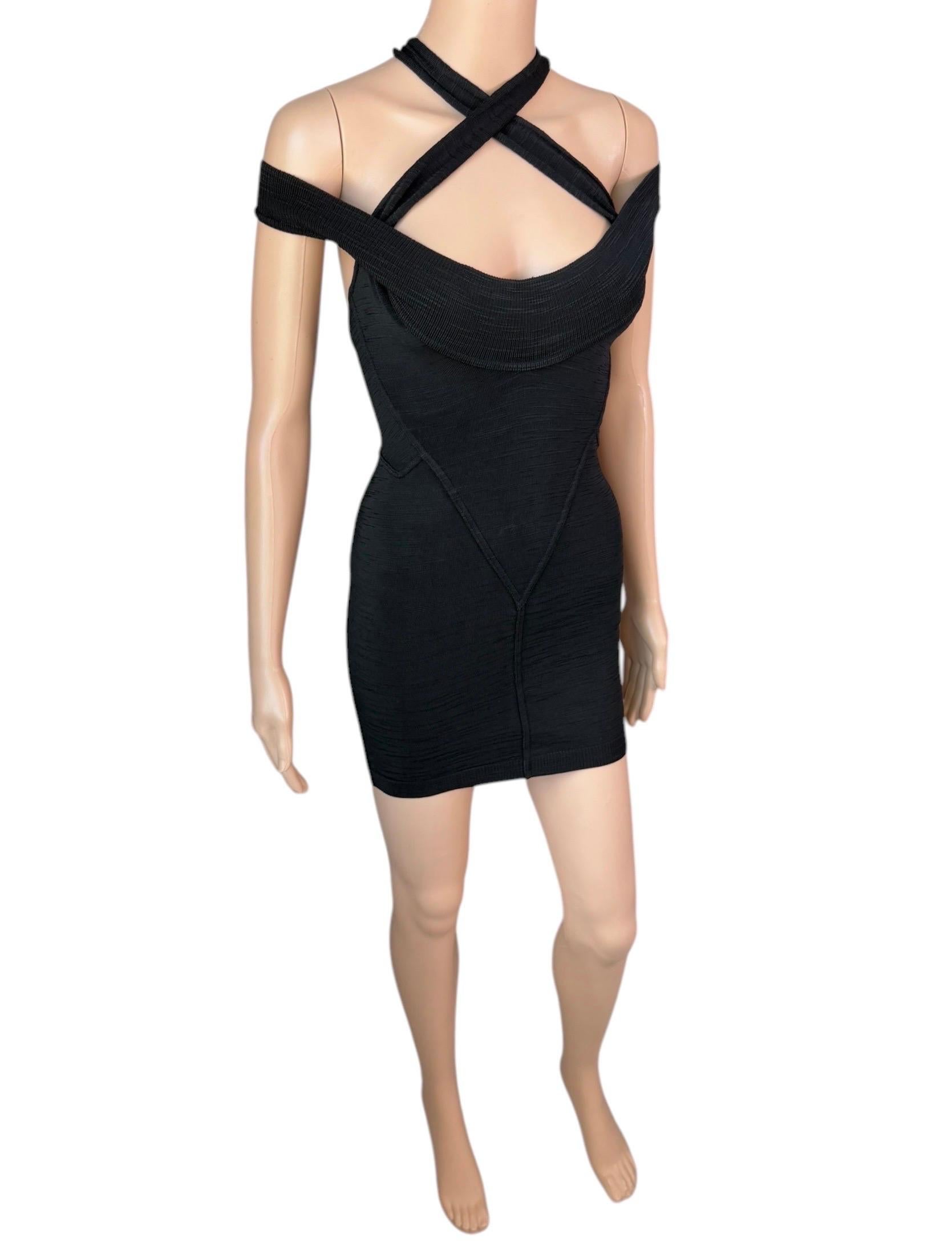 Azzedine Alaia S/S 1991 Vintage Bustier Cutout Bodycon Black Micro Mini Dress en vente 12