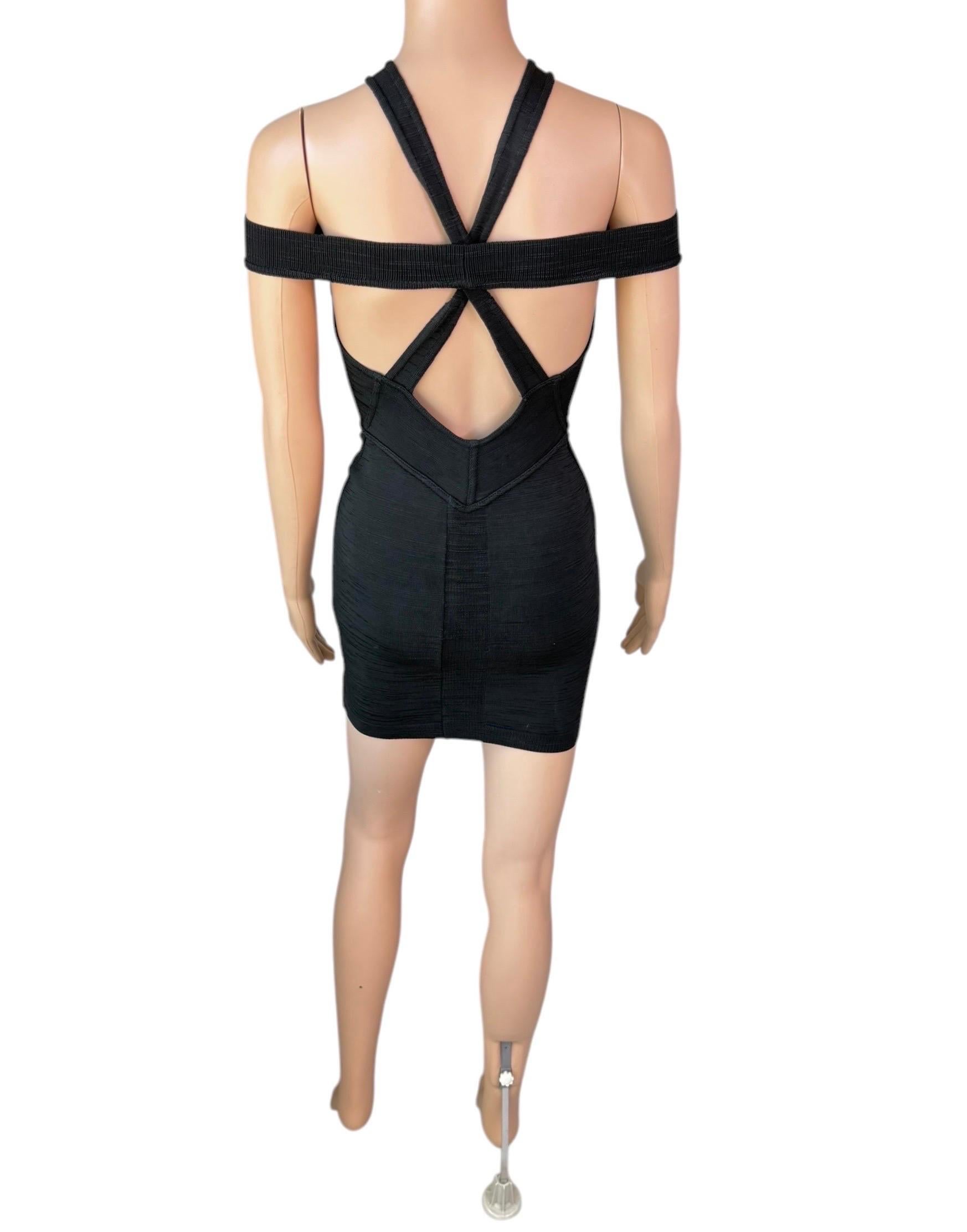 Azzedine Alaia S/S 1991 Vintage Bustier Cutout Bodycon Black Micro Mini Dress en vente 13