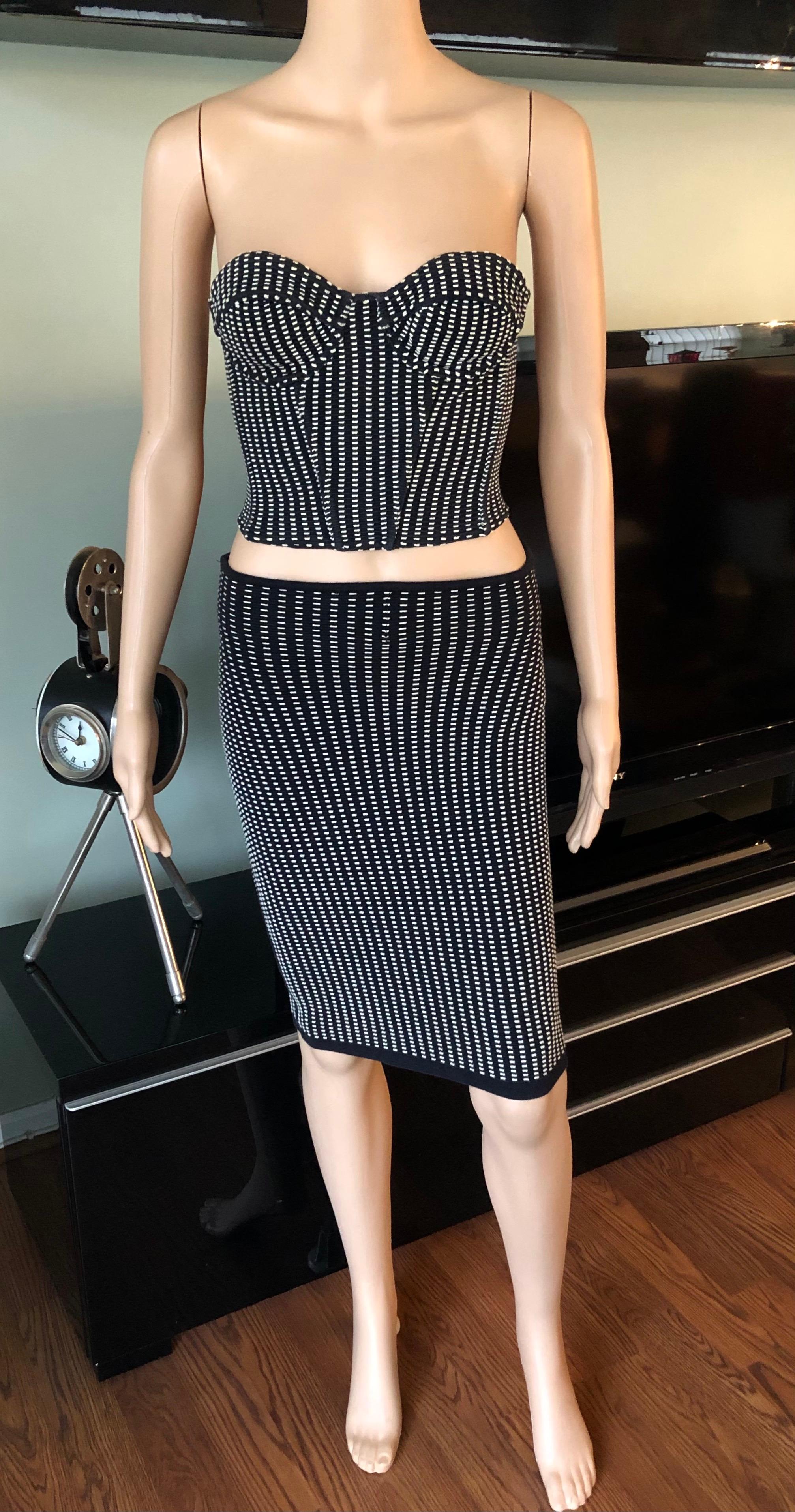 Azzedine Alaia S/S 1991 Vintage Skirt and Bustier Crop Top 2 Piece Set  In Good Condition In Naples, FL