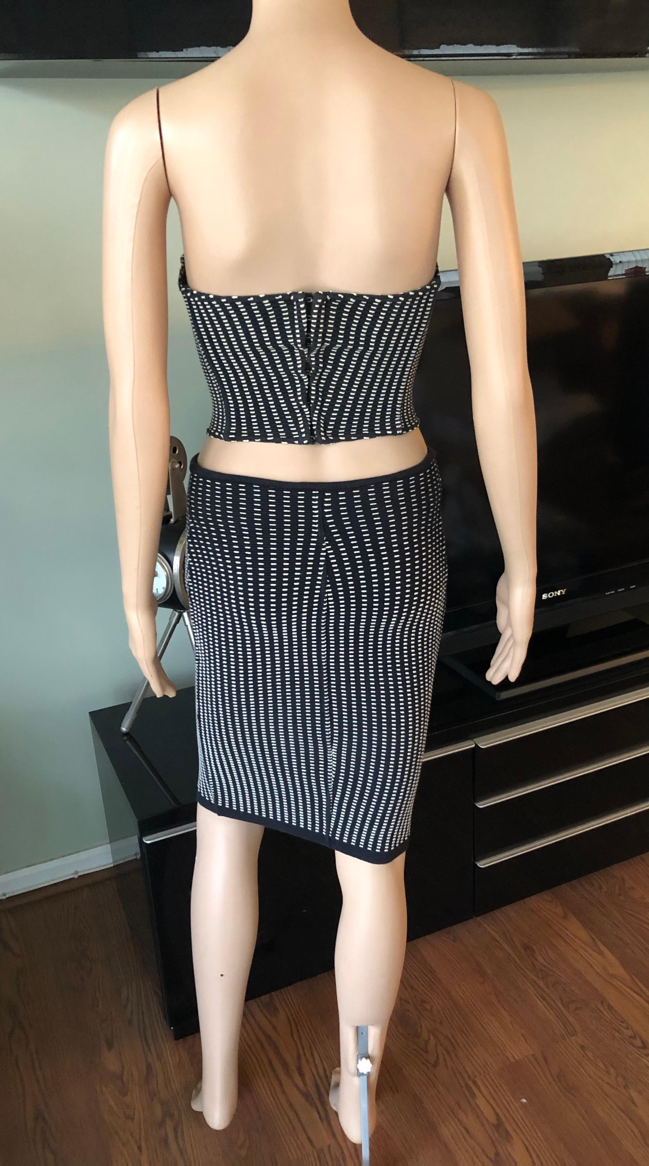 Women's Azzedine Alaia S/S 1991 Vintage Skirt and Bustier Crop Top 2 Piece Set 