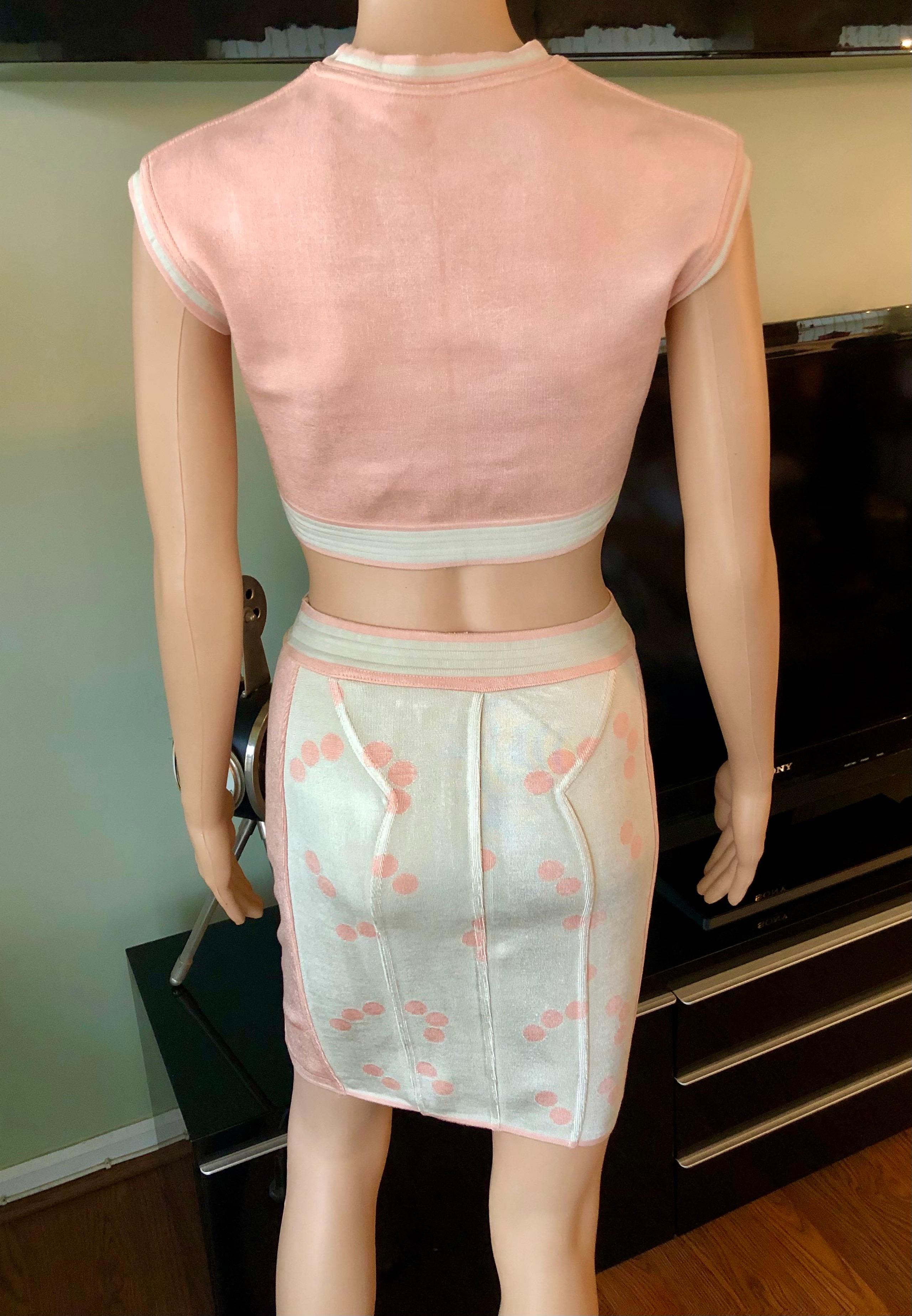 Beige Azzedine Alaia S/S 1991 Vintage Skirt and Crop Top 2 Piece Set  For Sale