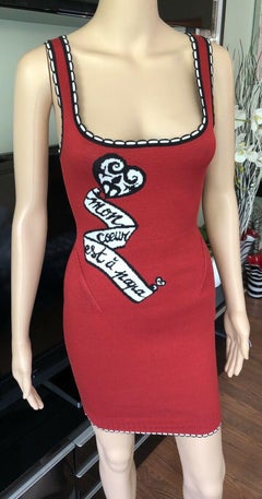 Azzedine Alaia S/S 1992 "MON COEUR EST À PAPA" Red Fitted Dress