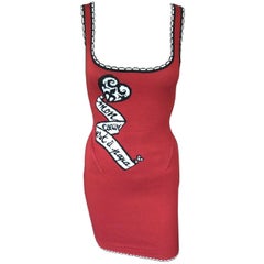 Azzedine Alaia S/S 1992 "MON COEUR EST À PAPA" Red Fitted Dress