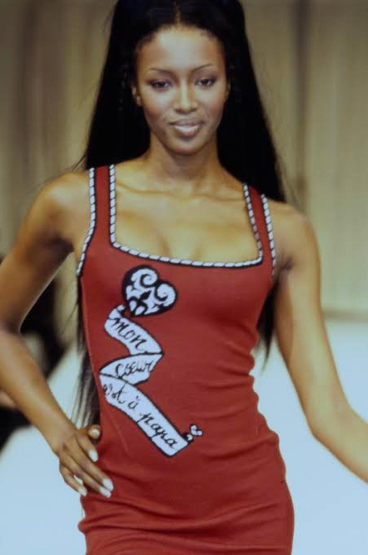 Azzedine Alaia S/S 1992 'Mon Couer Est A Papa' heart mini dress S For Sale 4