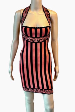 Azzedine Alaia S/S 1992 Runway Bustier Striped Bodycon Mini Dress