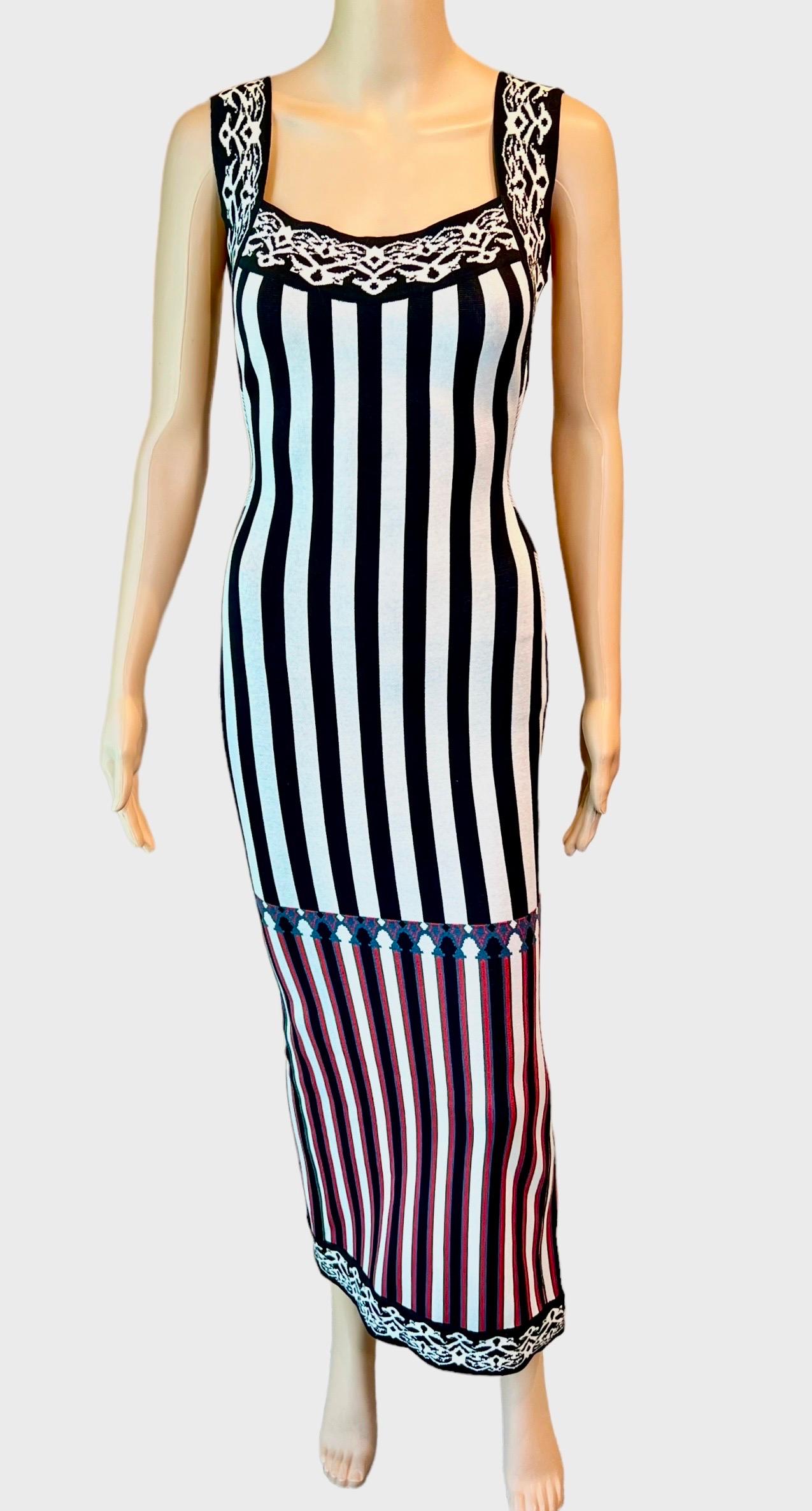 Azzedine Alaia S/S 1992 Runway Vintage Striped Bodycon Backless Maxi Dress Size S

Alaïa maxi bodycon dress with striped print throughout, squared neckline, open back and concealed zip closure at back.
