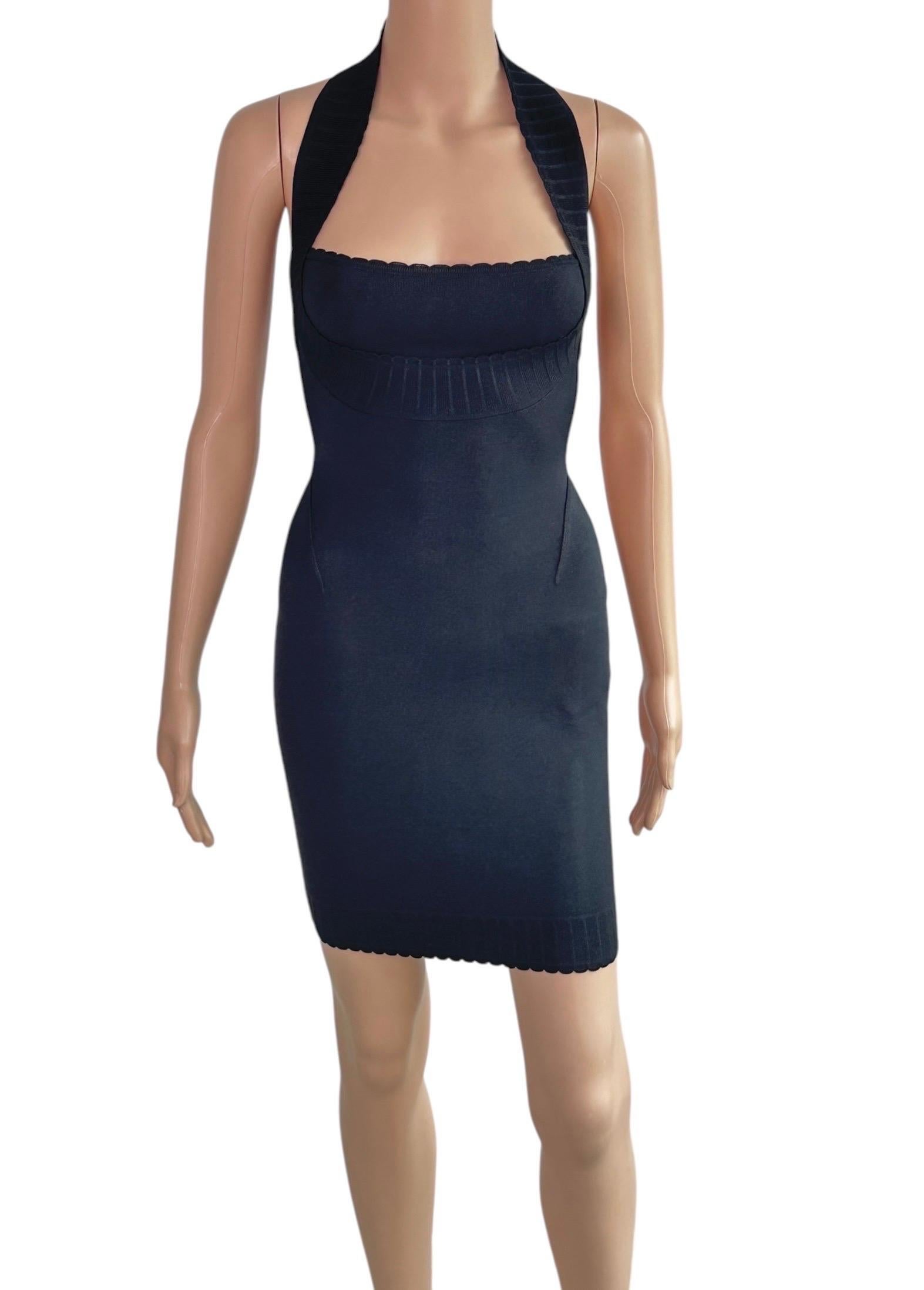 Black Azzedine Alaia S/S 1992 Unworn Bustier Open Back Dress and Bolero 2 Piece Set